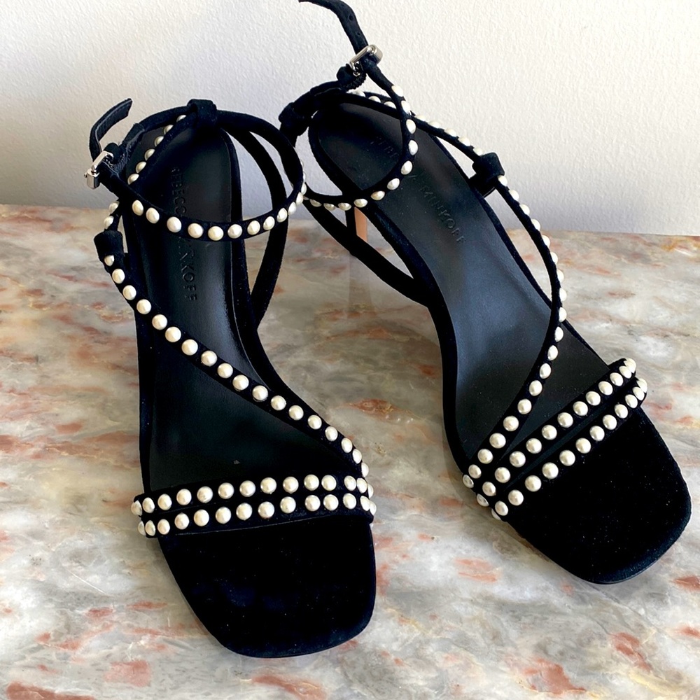 REBECCA MINKOFF Sandals Black leather & pearls